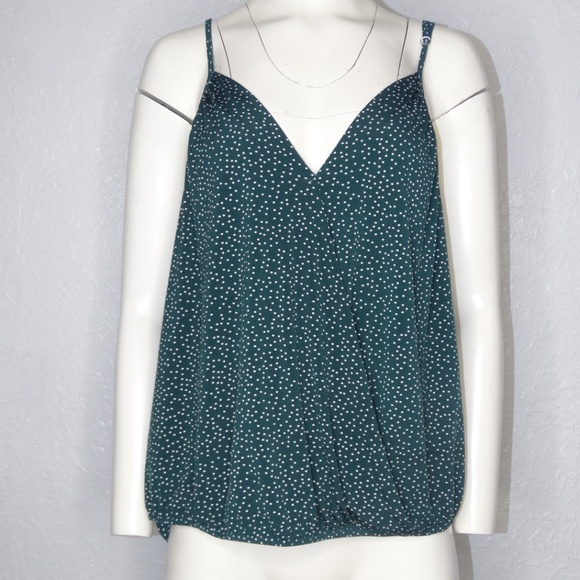 Molly Isadora Spaghetti Strap Wrap Front Top 1X Green Polk A Dot - Picture 1 of 5